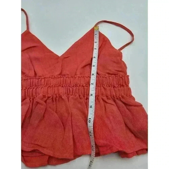 Mod Women's Size S Empire Waist Ruffled Trim Cami in Coral - Picture 6 of 7